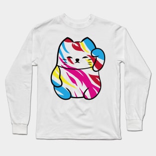 Lucky cat fusion zebra pop art Long Sleeve T-Shirt